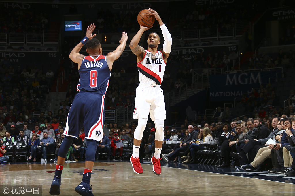 开拓者力克奇才，继续保持领跑位置！